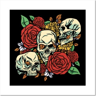 Skulls and Flowers Posters and Art